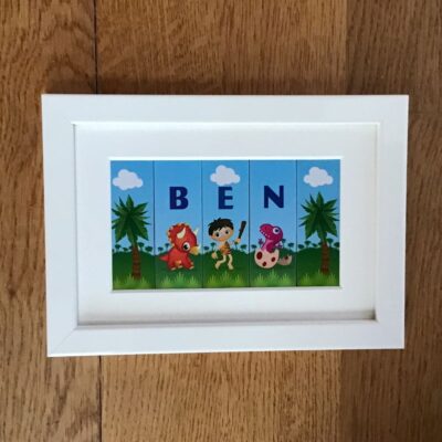 Framed Name with Dinosaurs