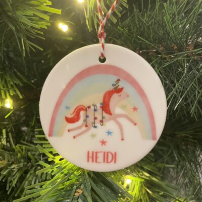 Unicorn Personalised Christmas Tree Decoration