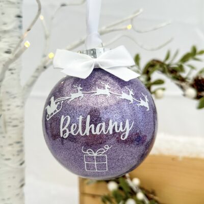 Christmas Personalised Reindeer Glitter Baubles