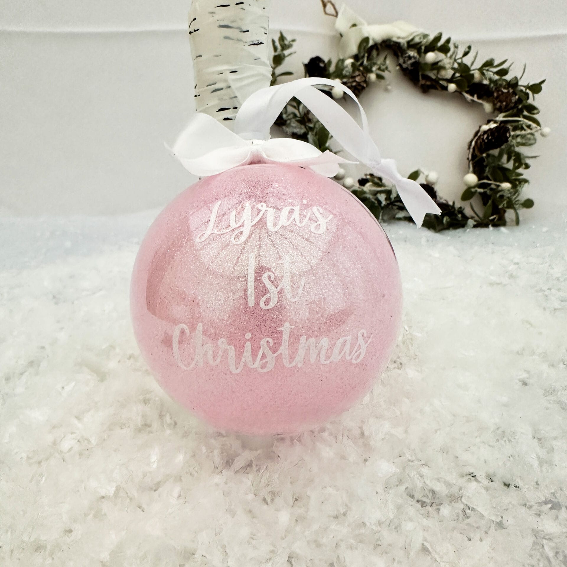 Personalised Baby 1st Christmas Glitter Baubles - Image 3