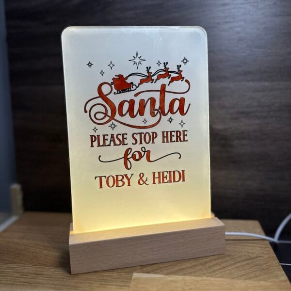 Personalised Light up Santa please stop here sign - Image 3