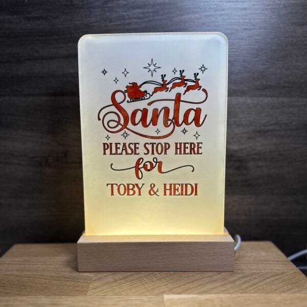 Personalised Light up Santa please stop here sign - Image 2